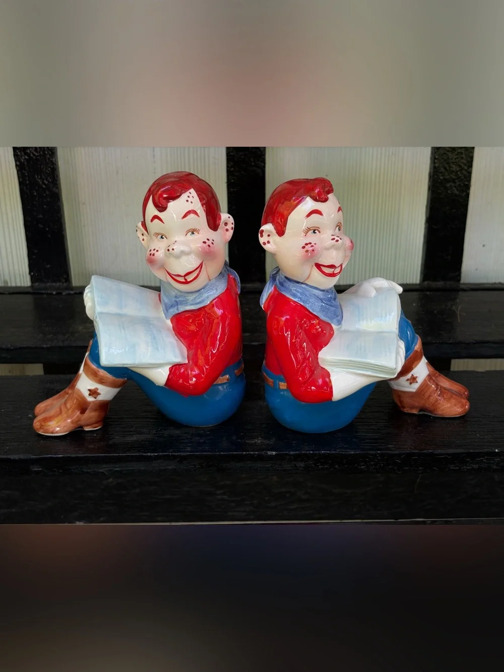 Vintage VANDOR Howdy Doody Bookends Rare A Piece of Americana Ceramic. Rare.